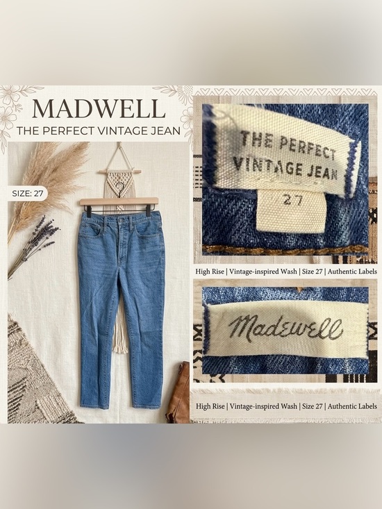 Madewell Denim - Madewell The Perfect Vintage Jean High Rise Straight Leg Blue Denim Size 27